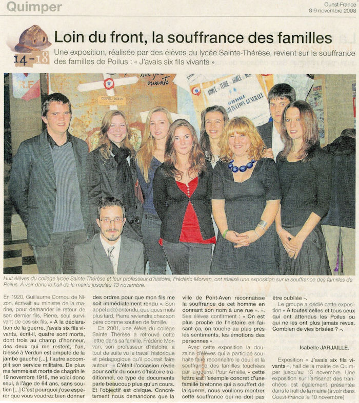 Article du Ouest-France 08-09 novembre 2008
